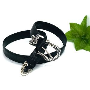 Brighton black croc skin ornamental belt 24503 Sm